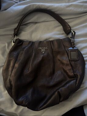 Prada Chocolate Brown Leather Hobo Bag